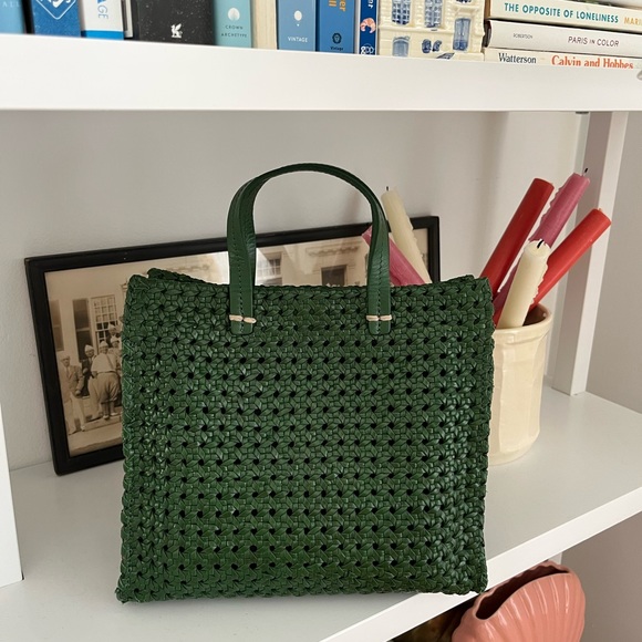 Clare V. Petit Simple Tote in Evergreen Rattan - Picture 3 of 5